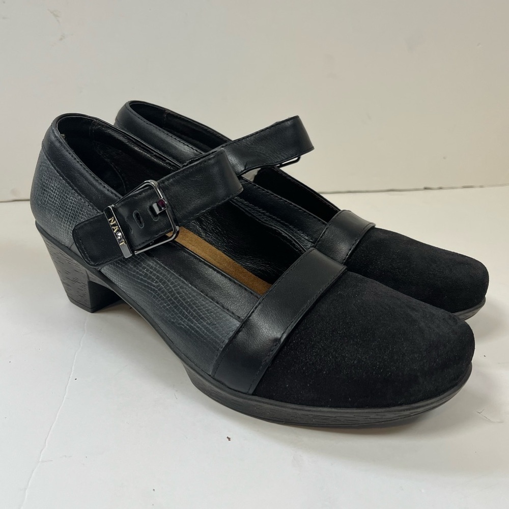 NAOT Dashing Suede Reptile Print Leather Mary Jane Pumps 8